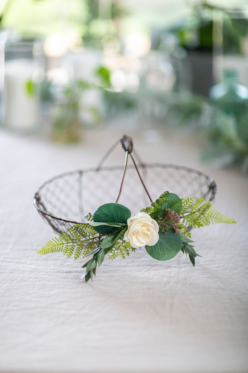 Flower Girl Basket Wire Wedding Basket Wedding Card Basket Fixed Handle Basket Petite Flower Girl Basket Rustic Flower Girl Basket