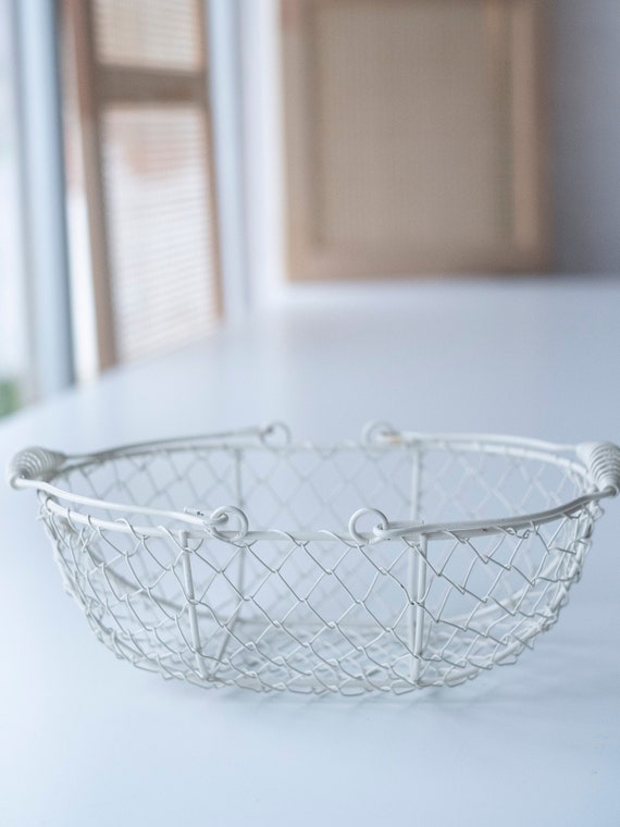 SALE • IMPERFECT • Ivory Wire Flower Girl Basket | Sale Basket | Flower Girl Basket | Wedding Decor | Wire Metal Basket | Small Flower Girl