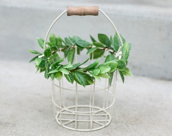 Flower Girl Baskets | Petite Wedding Basket | Ivory Metal Basket | Flower Girl Gift | Ivory Petal Basket | Young Flower Girl