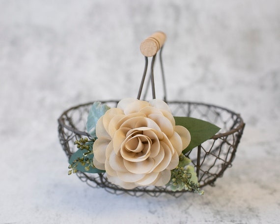 Clearance | Rustic Flower Girl Basket | Small Flower Girl Gift | Rustic Wire Basket | Barn Wedding Basket