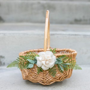 Rotan mand bloemenmeisjes | Bruiloftsmand van wilgen | Boho versierde bloemenmeisjesmand | Rustiek geweven bruiloftmandenset | Kussen voor ringdrager