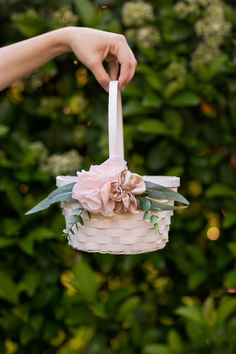 Flower Girl Basket and Ring Bearer Pillow Set KAI KALA Matching Wedding Ring Pillow /& Basket