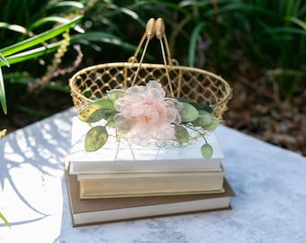 Champagne Gold Flower Girl Basket: Modern Wedding Decor