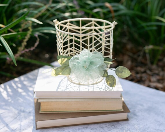 Champagne Ivory Flower Girl Basket | Choose your color Wedding or Gift Basket | Modern Decorated Flower Girl Basket | Decor Basket