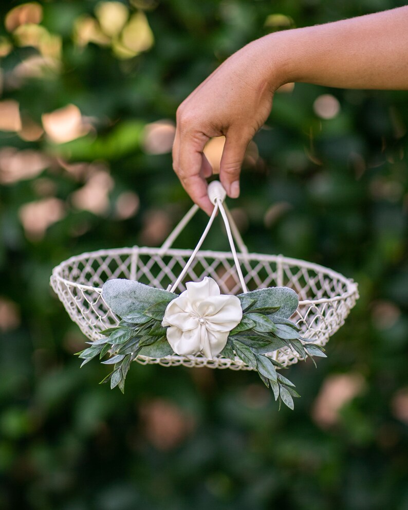 Ivory Flower Girl Basket Flower Girl Gift Ivory Mini Wire Etsy Australia