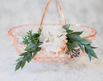 Rose Gold Flower Girl Basket: Modern Wedding Decor