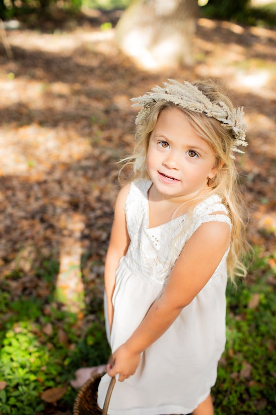 Pampas Grass Crown | Simple Flower Crown | Wedding Hair | Flower Girl Hair | Boho Crown | Wedding Party Gift | Flower Girl Gift