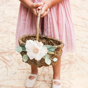 Flower Girl Basket | Willow Wedding Basket | Flower Girl Basket | Romantic Flower Girl Basket | Gift Basket w/ Greenery | Vintage Wedding