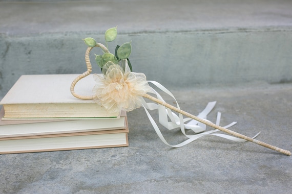 Flower Girl Wand | Wedding Ribbon Wand l Children Wedding Accessory | Fairy Wedding | Romantic Wand l Bridesmaid & Flower Girl Gift