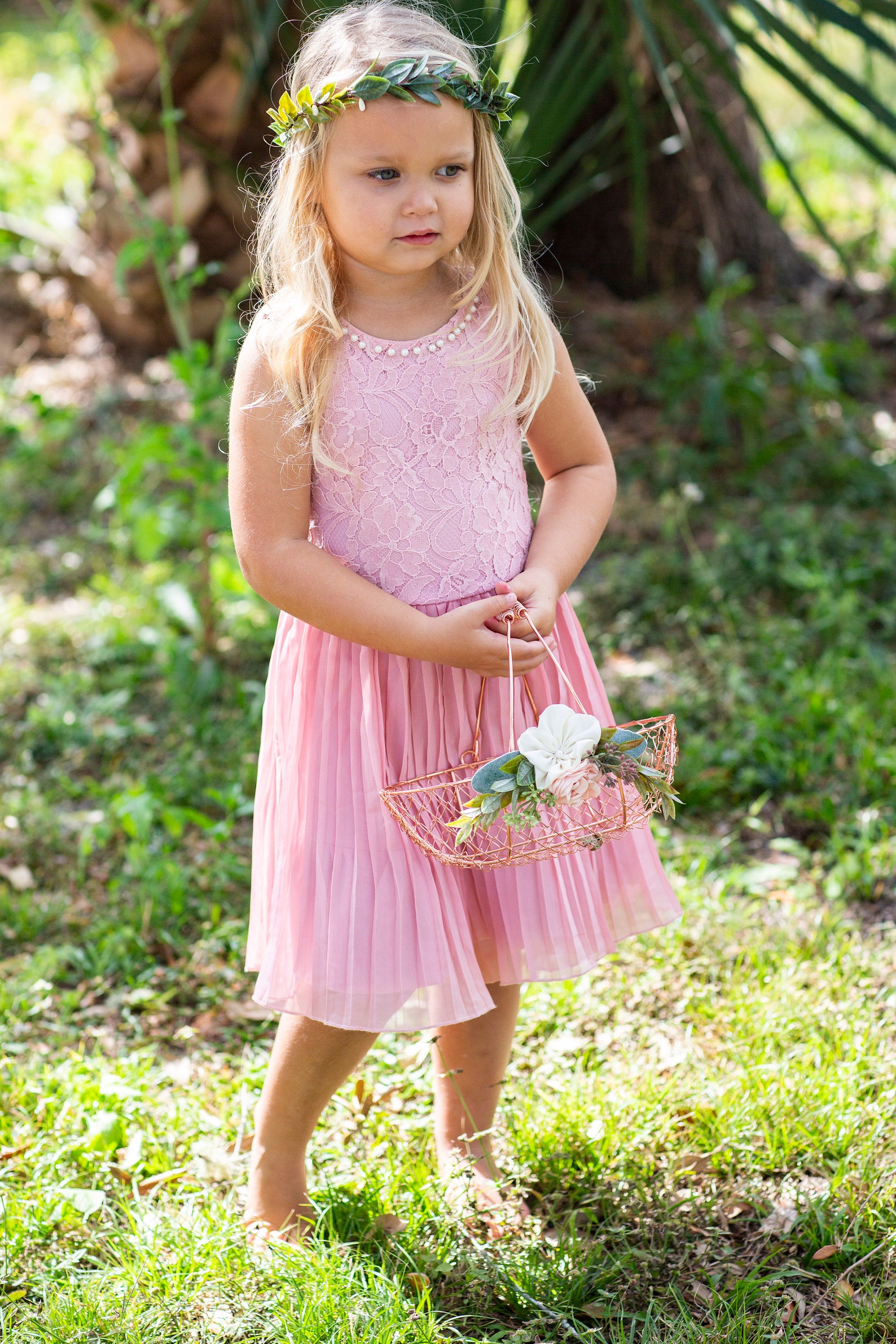 Flower Girl Basket and Ring Pillow Set Rose Gold Flower Girl Etsy