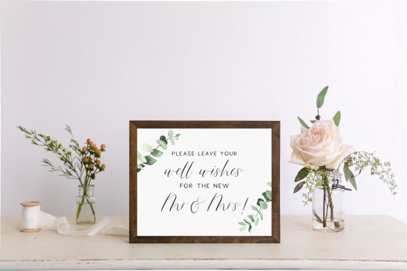 Guest Book Printable  | Instant Download | Printable Wedding Signs | Watercolor Printable | Well Wishes for the New Mr & Mrs | RWEU19