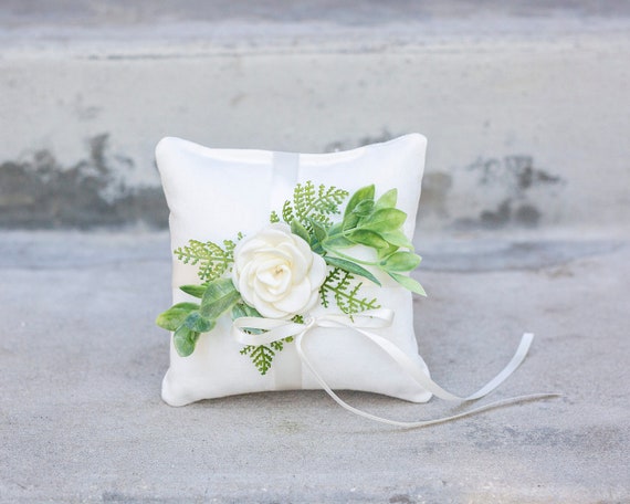 Ring Bearer Pillow | Wedding Ring Pillow w/ Bright Greenery | Wedding Ring Display | Floral Pillow | Ring Cushion | Girl Ring Bearer