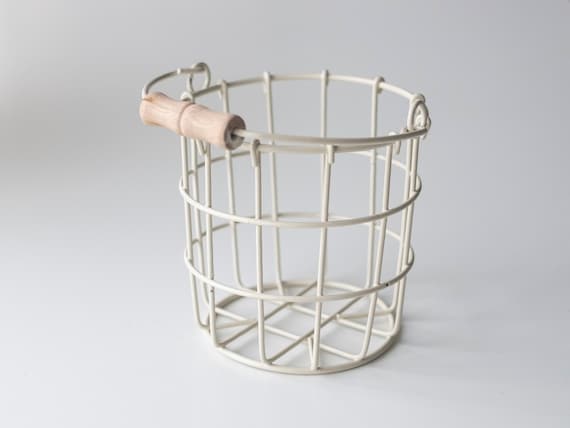 SALE • Imperfect Ivory Flower Girl Basket | Wire Flower Girl Pail | Petite Metal Basket | Wire Pail | Small Metal Basket