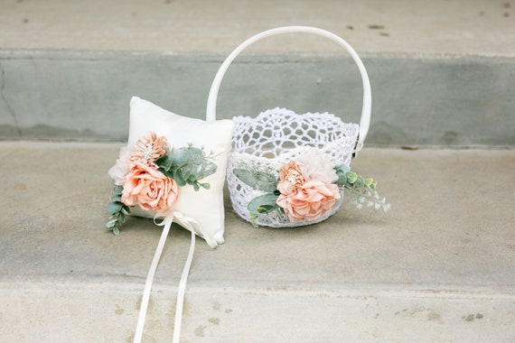 NEW Romantic Flower Girl Basket and Crown Set | Modern Flower Girl Set | Willow Wedding Basket | Flower Crown + Basket | Garden Wedding