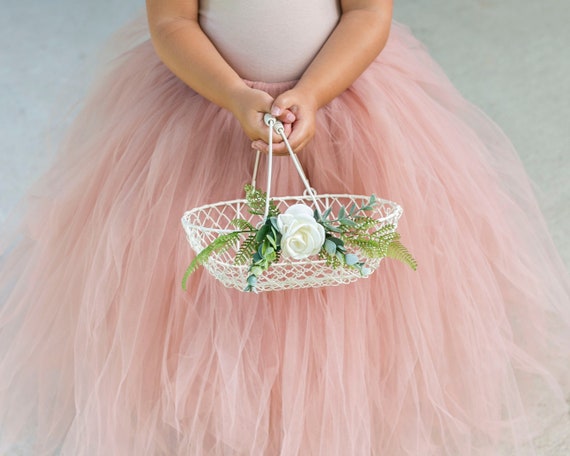 Flower Girl Basket | Rustic Flower Girl Basket | Wire Wedding Basket | Wedding Card Basket | Flower Girl Gift Set | Basket + Pillow Set