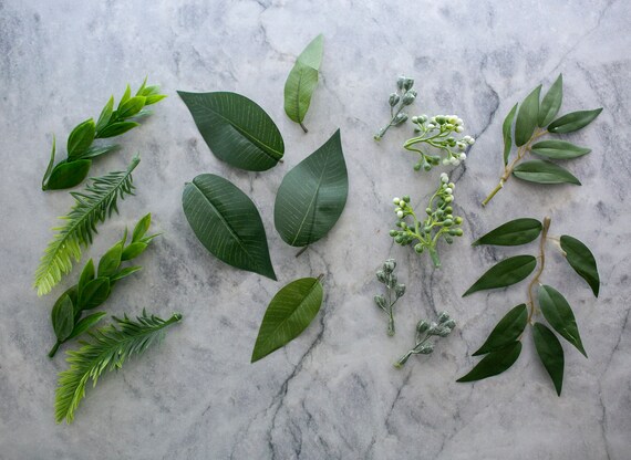 Loose Faux Greenery Bundle | Toss Petal Leaves | Table Styling Leaves and Branches | Photo Prop Faux Greenery | Bright Ruscus & Eucalyptus