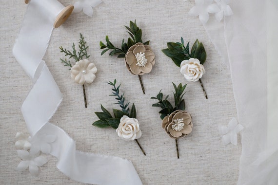 Flower Hair Pin Set: Boho Bridal Hair Accessory - Etsy display picture 1