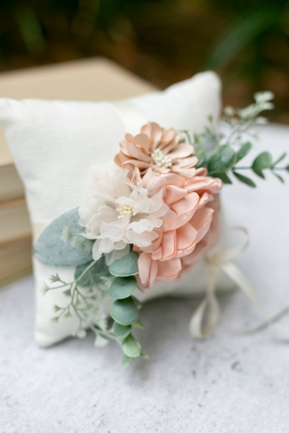 Ring Bearer Pillow | Wedding Ring Pillow | Linen-look Ring Pillow | Shabby Chic Pink Wedding | Blush Ring Cushion | Ring Prop