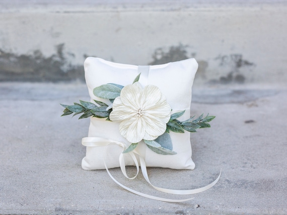 Ring Bearer Pillow | Wedding Ring Pillow | Ivory Wedding Ring Display | Floral Pillow | Greenery Pillow | Ring Cushion