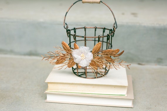 Copper Wedding Pail | Bronze Wedding Basket | Wedding Flower Girl Basket | Modern Flower Girl Set