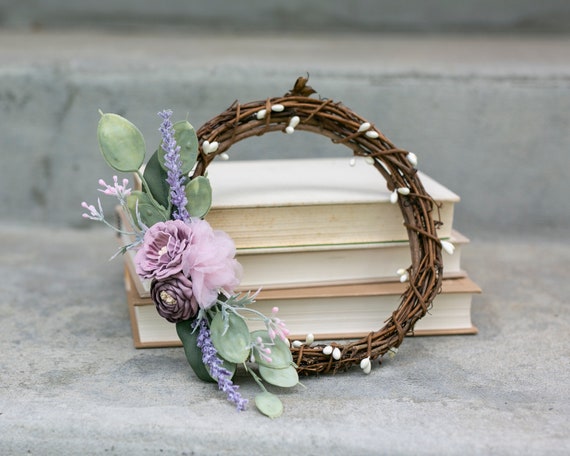Flower Girl Hoop | Flower Basket Alternative | Mauve, Lavender, + Greenery Flower Girl Hoop | Boho Mini Wreath | Flower Girl Gift