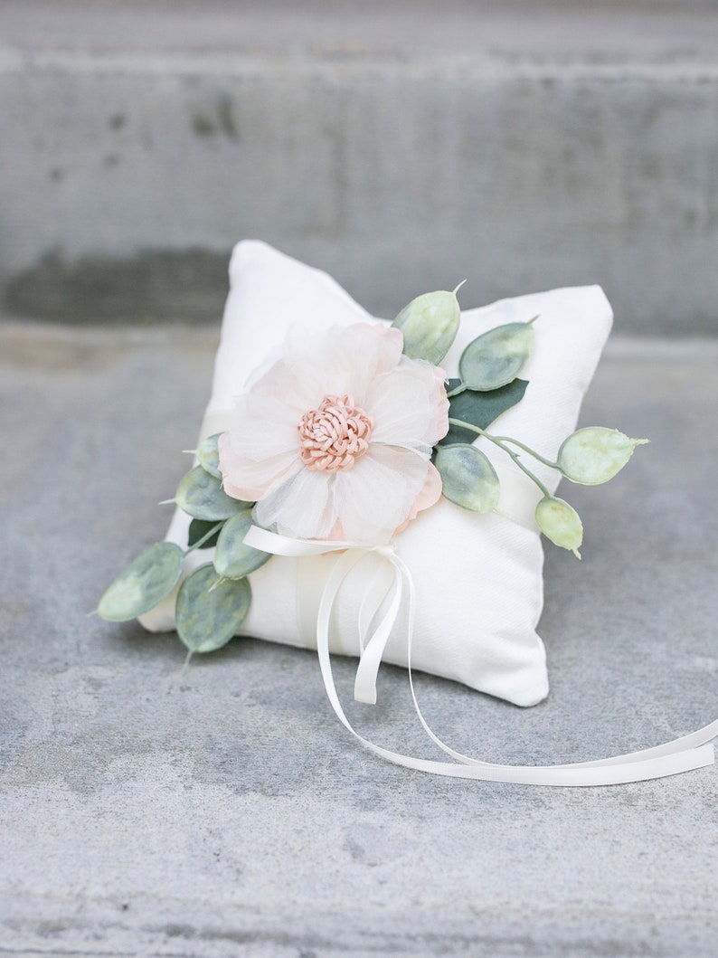 Ring Bearer Pillow Classic Wedding Decor Ring Display Pillow Wedding Ring Display Floral Pillow Girl Ring Bearer Idea Ring Cushion image 2