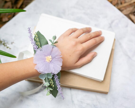 Flower Corsage | Prom or Wedding Corsage | Mother of the Bride | Keepsake Gift | Floral Alternative | Corsage Wristlet | Lavender Theme