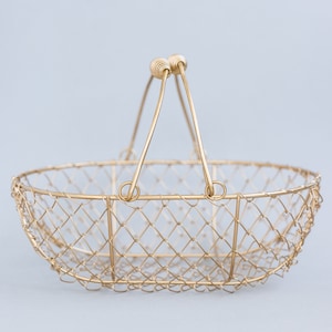 Champagne Gold Wire Flower Girl Basket | Sale Basket | Wedding Decor | Wire Metal Basket | CLEARANCE ~ IMPERFECT