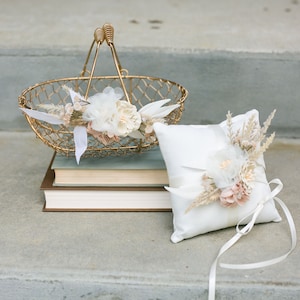 Boho champagne gouden mand bloemenmeisjes | Woestijnhuwelijksdecor of cadeaumand | Modern ingerichte sets bloemenmeisjes | Bijpassende bruiloftsset