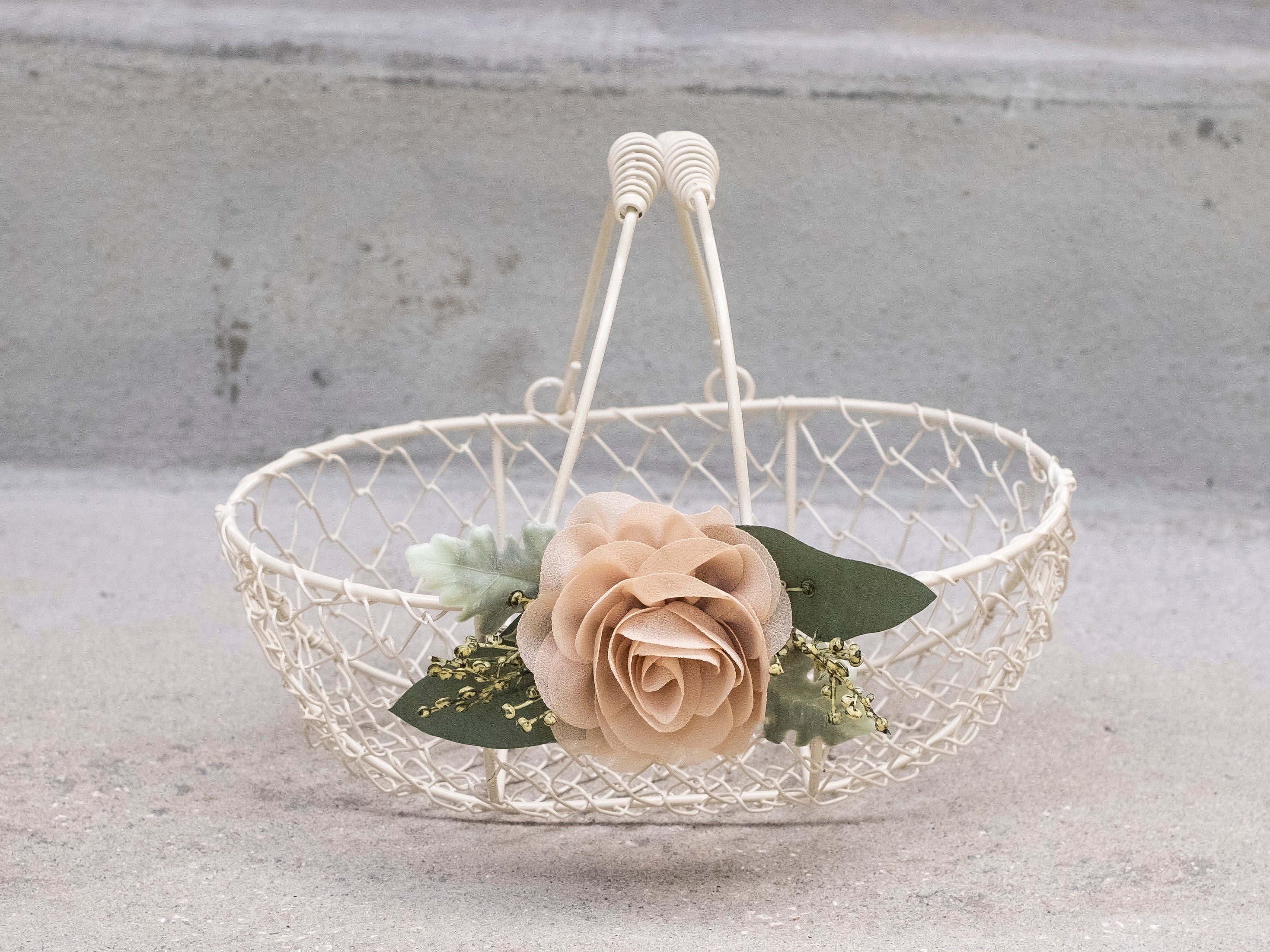 Rustic Flower Girl Basket Small Flower Girl Gift Rustic Wire Basket