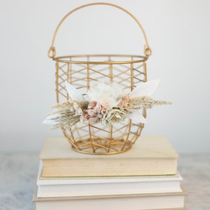Boho champagne gouden mand bloemenmeisjes | Woestijnhuwelijksdecor of cadeaumand | Modern ingerichte sets bloemenmeisjes | Bijpassende bruiloftsset