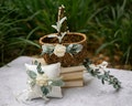 Willow Flower Girl Basket and Ring Pillow Set: Boho Wedding Decor