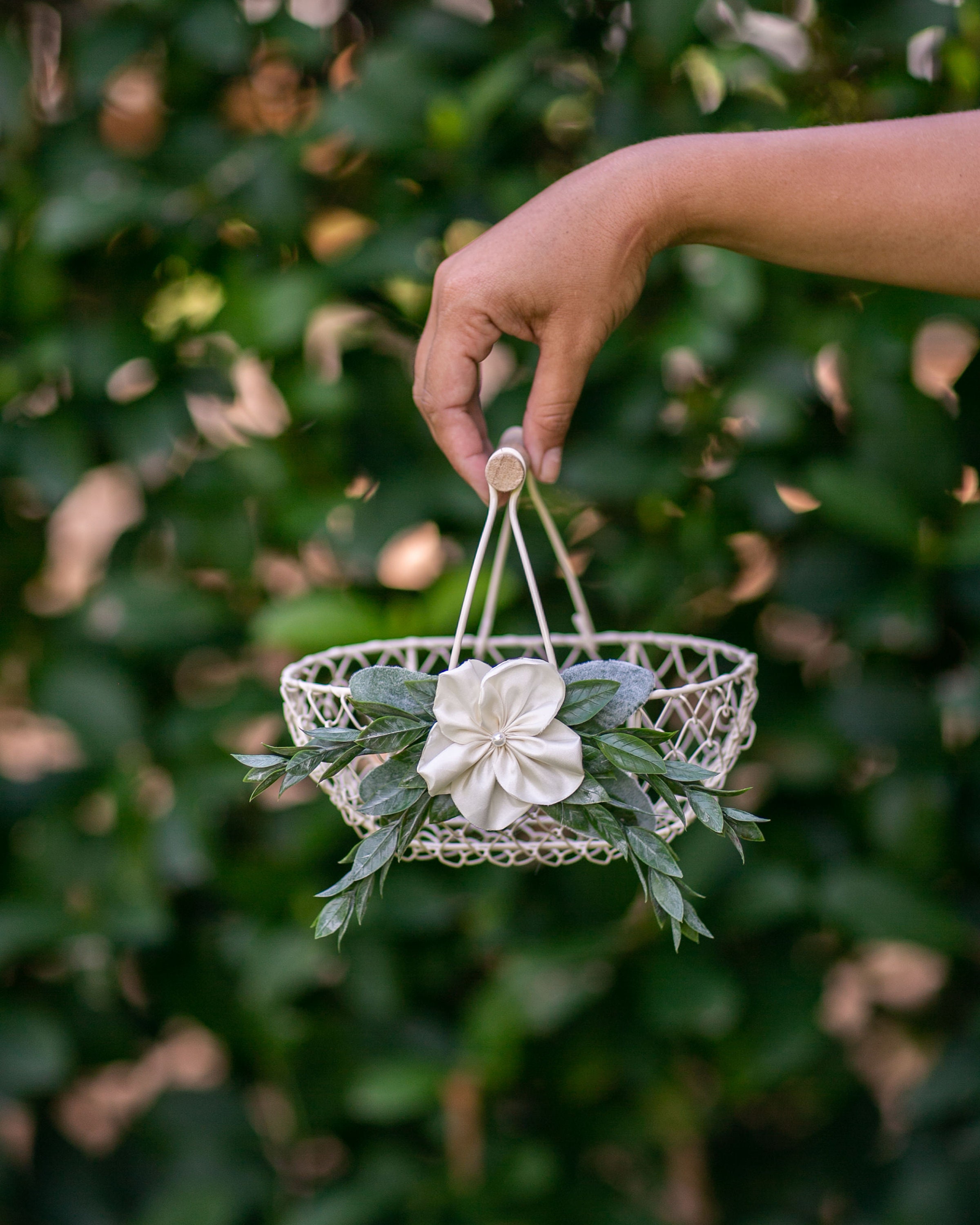 Ivory Flower Girl Basket Flower Girl Gift Ivory Mini Wire Etsy Australia