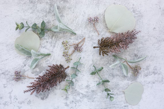 Loose Faux Greenery Bundle | Leaves & Stems for Holiday Table Styling | Winter Table Centerpiece | Mauve and Greenery Wedding Decor