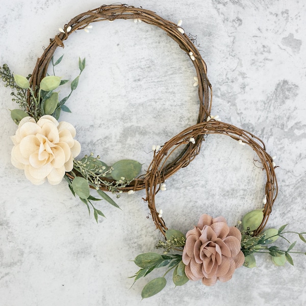 Flower Girl Hoop | Flower Basket Alternative | Rustic Flower Girl Hoop | Boho Mini Wreath | Rustic Wedding | Bridesmaid & Flower Girl Gift