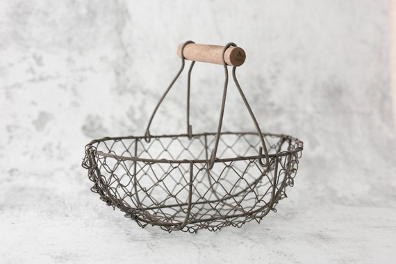 IMPERFECT • Bronze Flower Girl Basket | Wire Flower Girl Basket | Petite Metal Basket | Wire Pail | Small Metal Rustic Basket