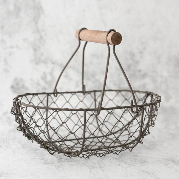 IMPERFECT • Bronze Flower Girl Basket | Wire Flower Girl Basket | Petite Metal Basket | Wire Pail | Small Metal Rustic Basket