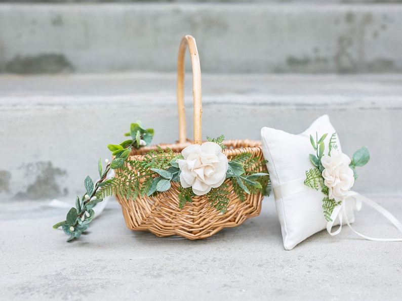 Rattan Flower Girl Basket Willow Wedding Basket Boho Etsy