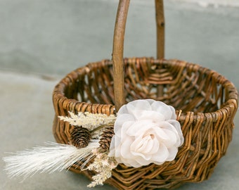 Willow Flower Girl Basket: Boho Woodland Wedding Decor