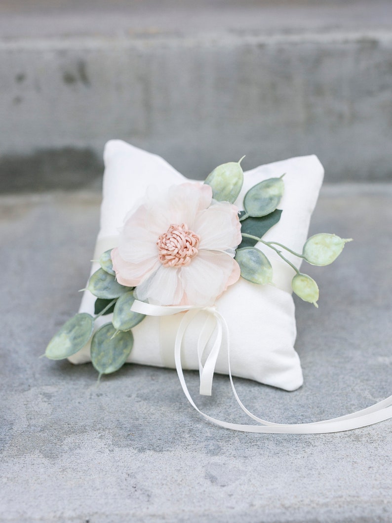 Ring Bearer Pillow Classic Wedding Decor Ring Display Pillow Wedding Ring Display Floral Pillow Girl Ring Bearer Idea Ring Cushion image 5