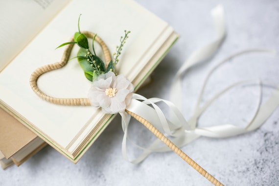 Flower Girl Wand | Wedding Ribbon Wand l Children Wedding Accessory | Fairy Wedding | Romantic Wand l Bridesmaid & Flower Girl Gift