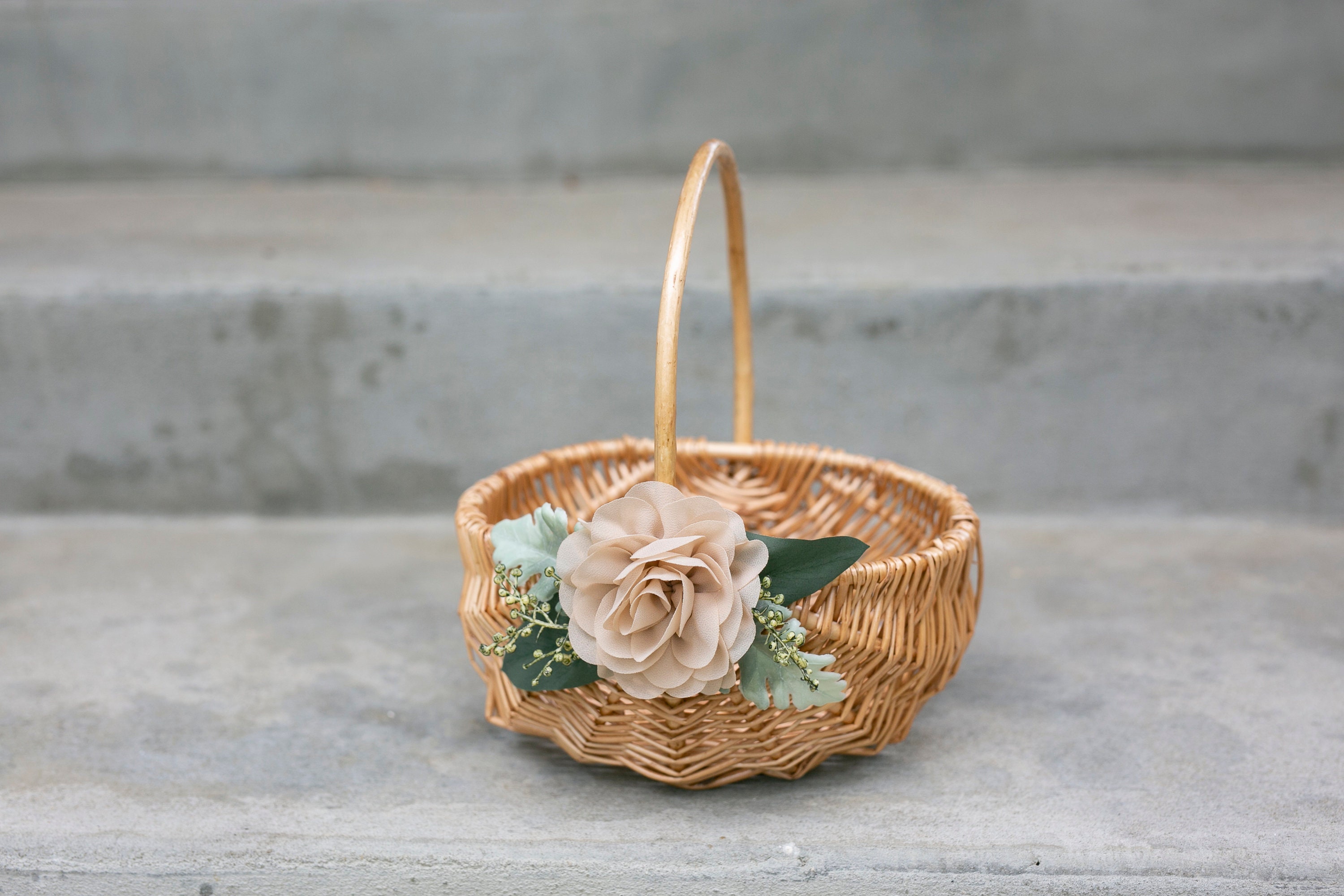 Flower Girl Basket Willow Wedding Basket Rustic Wicker Basket