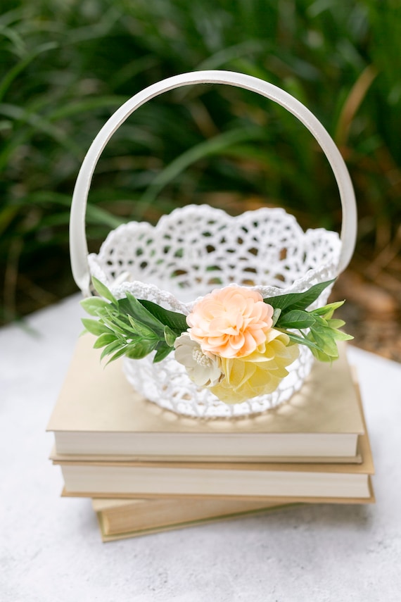 SALE| Flower Girl Basket | Decorated Wedding Basket | Stiffened Lace Basket | Spring Flower Girl Gift