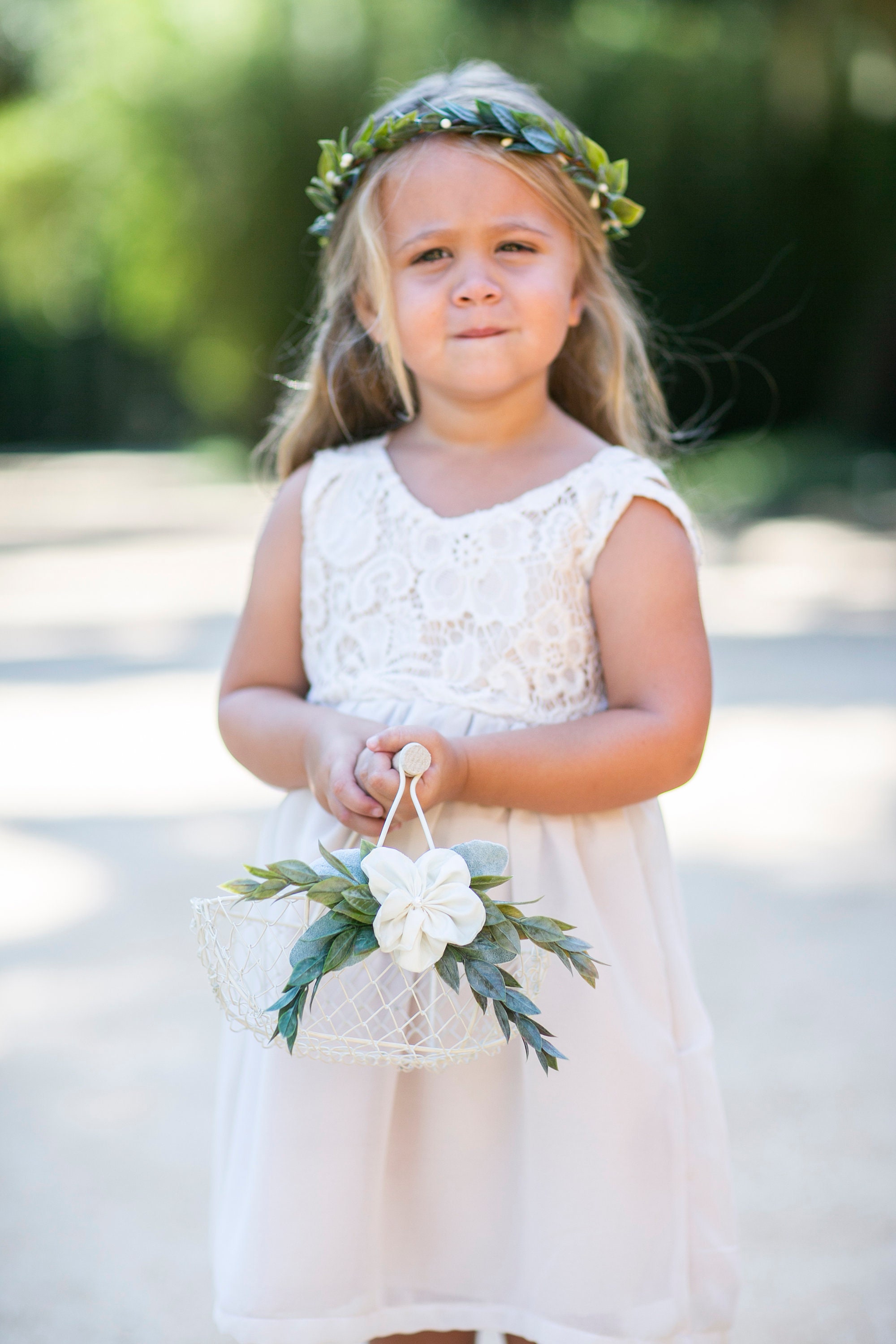 Ivory Flower Girl Basket | Flower Girl Gift | Ivory Mini Wire Basket …