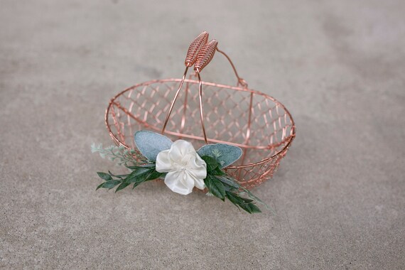 gold wire flower girl basket
