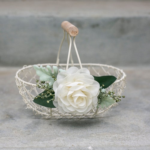 Boho Flower Girl Basket Small Flower Girl Gift Rustic Wire Etsy