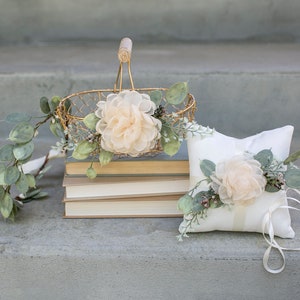 Bohomand of cadeau voor bloemenmeisjes | Rustieke wilgenmand van draad, goud of rotan | Kies je mandstijl | Glamoureuze mandenset bloemenmeisjes