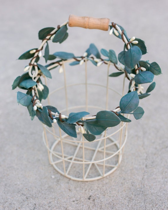 Flower Girl Basket | Ivory Matching Wedding Baskets | Modern Flower Girl | Boho Flower Girl | Barn Wedding Decor | Small Girl Gift Basket