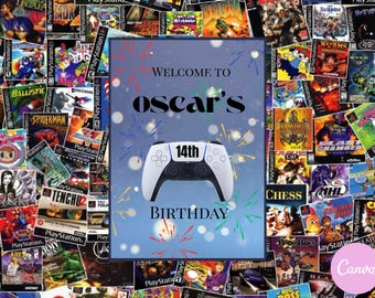 gamer birthday welcome sign template (digital template)