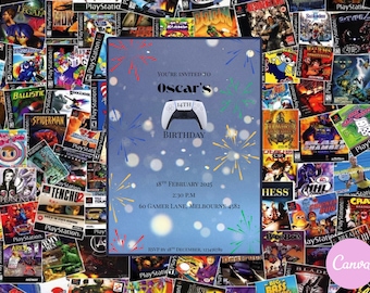 gamer birthday invitation template (digital template)